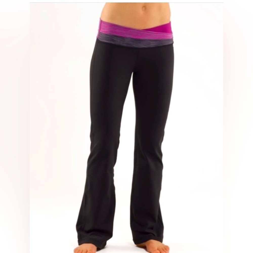 🌺Lululemon Astro yoga pants flare leg space dye black (6)